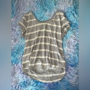 LOFT Black and White Striped Top